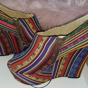 P-Rylan rainbow woven wedges
